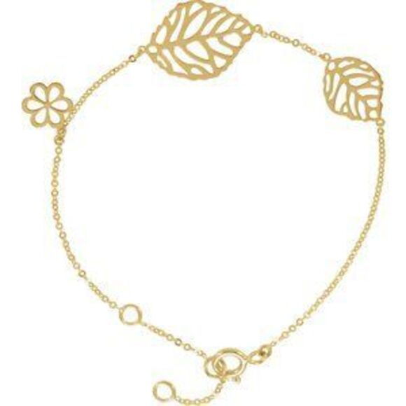 14K Yellow Floral 6 1/2 -7 1/2
